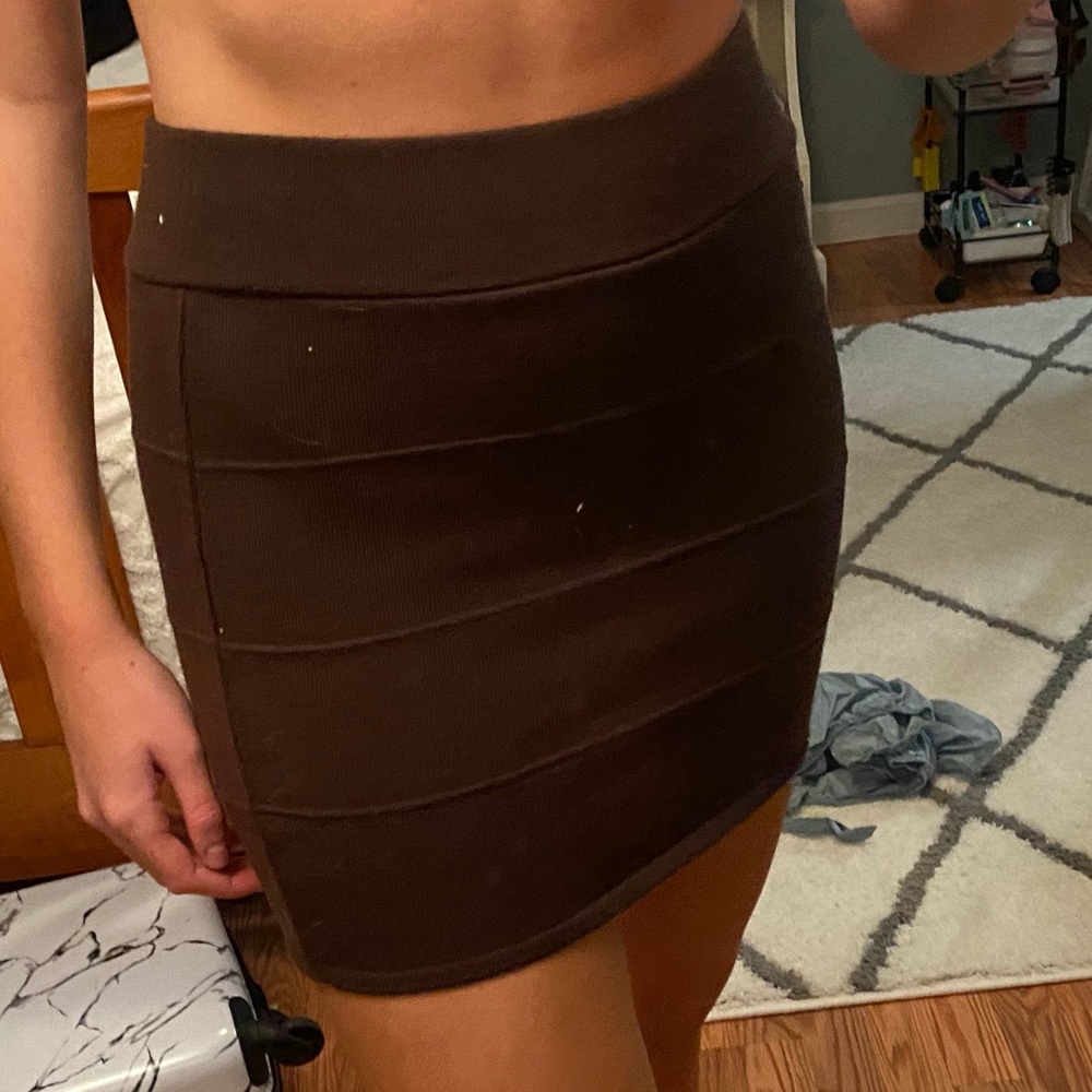 Brown mini pencil skirt